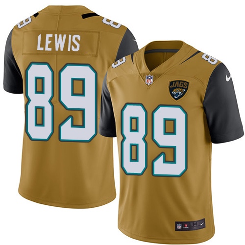 Men's Limited Marcedes Lewis Nike Jersey Gold - #89 Rush NFL Jacksonville Jaguars